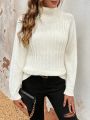 SHEIN Frenchy Burgundy Turtleneck Raglan Sleeve Sweater Pullover