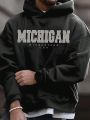 Men's Plus Size Letter Printed Fleece Hoodie