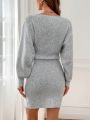 SHEIN Privé Batwing Sleeve Bodycon Sweater Dress