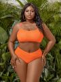 SHEIN Swim Vcay Plus Size Solid Color Swimsuit Suit