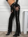 SHEIN ICON Diamond-pressed Flared Pants