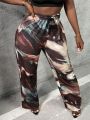 SHEIN Slayr Women's Multicolor Lava Gradient Print Sweatpants