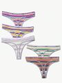 Women's Colorblock Letter Pattern Thong Underwear