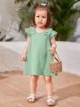 SHEIN Baby Girl's Dress With Small Angel Sleeves, Elegant Style