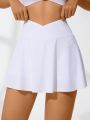 1pc Solid Color High Waist Sport Skort