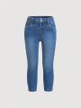 SHEIN Young Girl's Slim Fit Denim Pants