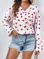 Long Sleeve Shirt With Heart Pattern