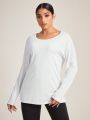 SHEIN Daily&Casual Loose Fit Long Sleeve Athletic T-shirt With Back Cutout