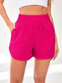 Solid Tulip Hem Sports Shorts