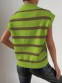 SHEIN Frenchy Women's Striped Sweater Vest With Collar