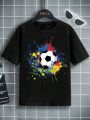 SHEIN Boys' Football Print Short Sleeve T-Shirt