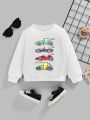 Baby Boy Car & Letter Graphic Sweatshirt