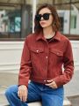 SHEIN BIZwear Flap Detail Corduroy Jacket