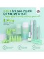 Saviland 8.45OZ Gel Nail Polish Remover Kit - Cuticle Oil Gel Polish Remover Push Down Dispenser Bottle Nail Clips Nail File Cuticle Peeler Cotton Pad Home Salon Gel Polish Remover for Nails