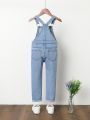 Toddler Girls Patched Pocket Denim Overalls