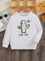 Young Girl Letter & Cactus Graphic Sweatshirt