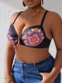 Heremeow Plus Size Printed Swimwear Top