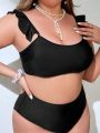 SHEIN Swim Chicsea Plus Size Solid Color Swimwear Top