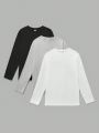Teen Boys' Casual Simple Solid Color T-shirt 3pcs/set