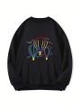 Plus Hot Air Balloon Pattern Thermal Lined Sweatshirt