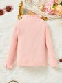 Baby Girls' Solid Color Ruffle Edge Half-high Collar Sweater