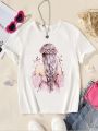 SHEIN Tween Girls' Casual Fashionable T-Shirt