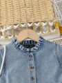 Toddler Girls' Denim Shirt Dress With Washed Effect