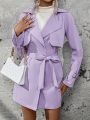 SHEIN Frenchy Lapel Neck Open Front Trench Coat