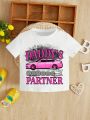 Baby Girls' Casual Short Sleeve Round Neck Cartoon Print T-shirt Suitable For Summer