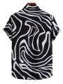 Manfinity Men Random Graphic Print High Low Hem Shirt