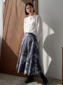 FRIFUL Women's Tie-dye Pleated Umbrella Long Skirt