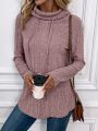 Hooded Sweatshirt With Rib-Knit Fabric