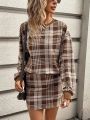 SHEIN LUNE Ladies' Plaid Two Piece Set