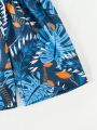 Boys' Tropical Printed Swim Trunks For Big Kids