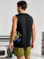 Men's Dragon Pattern Sports Tank Top