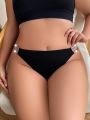 Women'S Plus Size Hollow Out Glitter Detail Elastic Band Panties