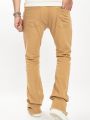 Men's Solid Color Raw Hem Denim Jeans