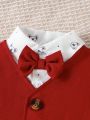 Baby Boys' Vest, Pants, And Bear Printed Shirt Gentleman Outfits, 3pcs/Set