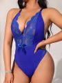 Plus Size Women's Lace Splicing Wireless Sexy Bodysuit