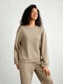 SHEIN Leisure Drop Shoulder Waffle Knit Lounge Top