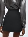 SHEIN BIZwear Women'S High Waist Front Zipper Below Knee Skirt