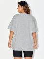SHEIN Plus Size Solid Color Drop Shoulder T-shirt