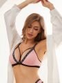 Women's Wireless Bra With Letter Pattern And Cross Detail