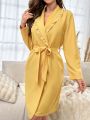 Frill Trim Belted Robe