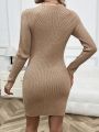 SHEIN LUNE Casual Women's Slim Fit Sweater Dress With Hip-hugging Design