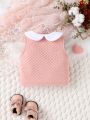 SHEIN Newborn Baby Girls' Collarless Heart Shaped Patchwork Vest Jacket