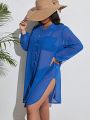 SHEIN Swim Basics Plus Button Front Kimono