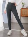 SHEIN Tween Girl High Waist Ribbed Knit Leggings