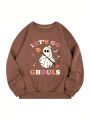 Halloween Print Thermal Lined Sweatshirt