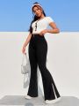 SHEIN Qutie High Waist Side Split Flared Pants